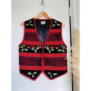 Vintage Tan Trum Xmas / Holiday Vest Sz L
